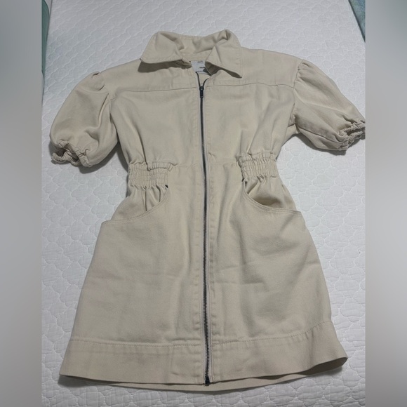 c/meo collective peripheral short sleeve dress C/MEO Peripheral Short Sleeve Dress in Chalk